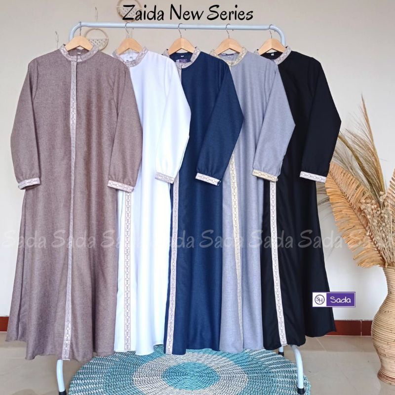 Dress Polos Bahan Katun Madinah, Gamis Busui Friendly, Zaida new series ori by Sada Hijab