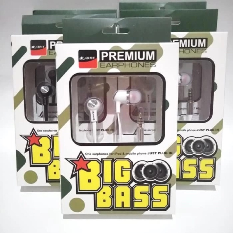 HEADSET ARMY BIG BASS PREMIUM EARPHONE HIGH QUALITY SOUND