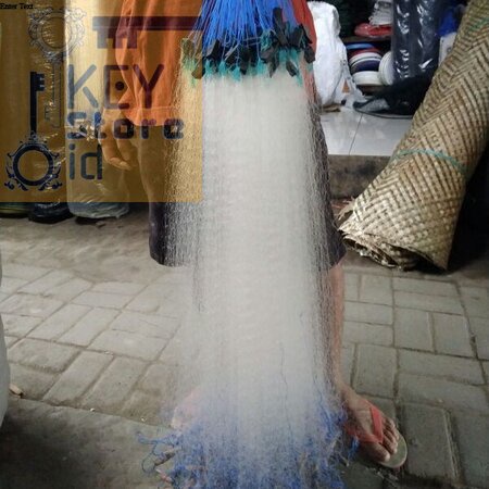 Jaring Ikan Siap Pakai Tinggi 1 meter Panjang 10 meter Senar 0,15 Lubang 2 inci (2 jari)