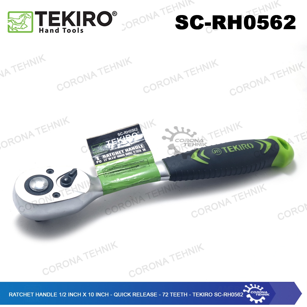 Tekiro - Ratchet Handle 1/2 Inch x 10 Inch - Quick Relese - 72 Teeth