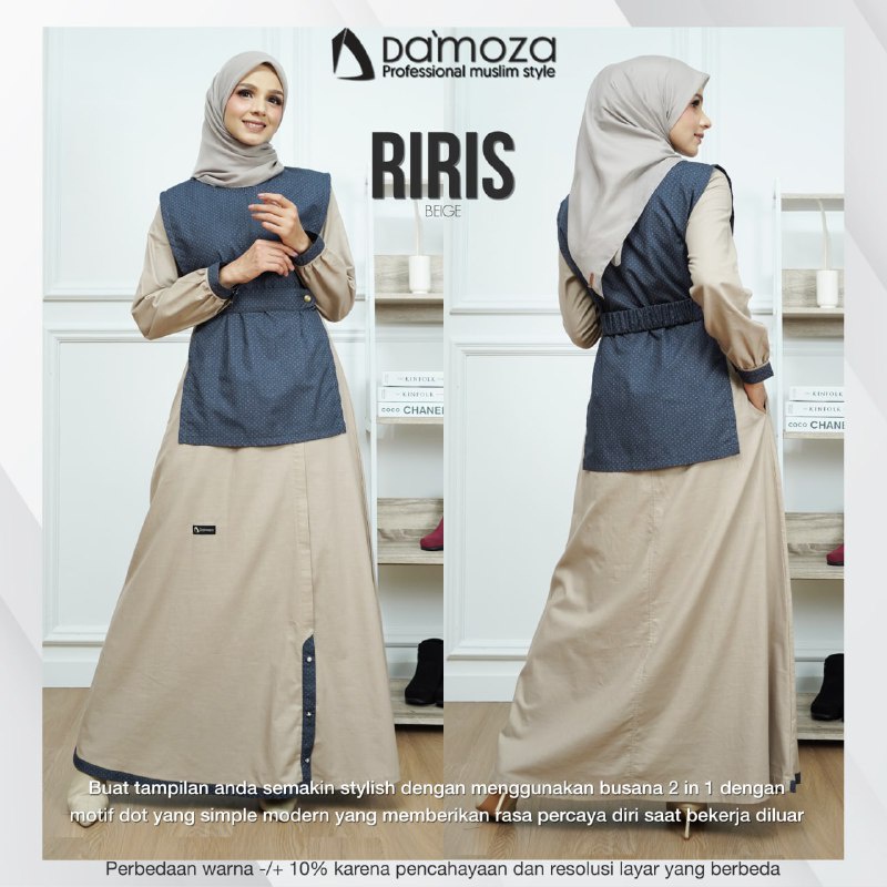 DAMOZA | Riris Beige - Nomad | Gamis | Dress Damoza / ORI 100%