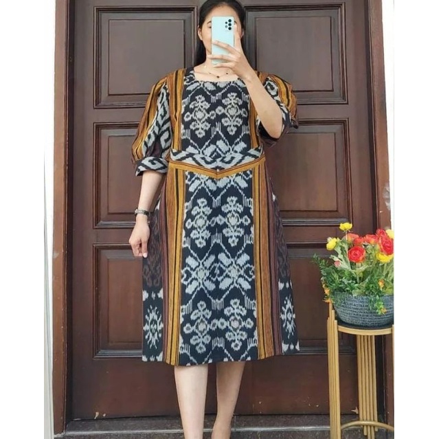 DRESS SHEERENA TENUN FASHION TROSO JEPARA, DRESS CASUAL TENUN JEPARA, DRESS TENUN IKAT TROSO JEPARA,