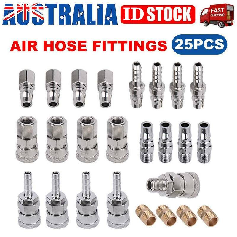 25pcs Air Hose Fitting Pneumatic Air Selang Kompresor Quick Coupler Steker Soket Konektor Sambungan Pneumatik Kompresor Udara