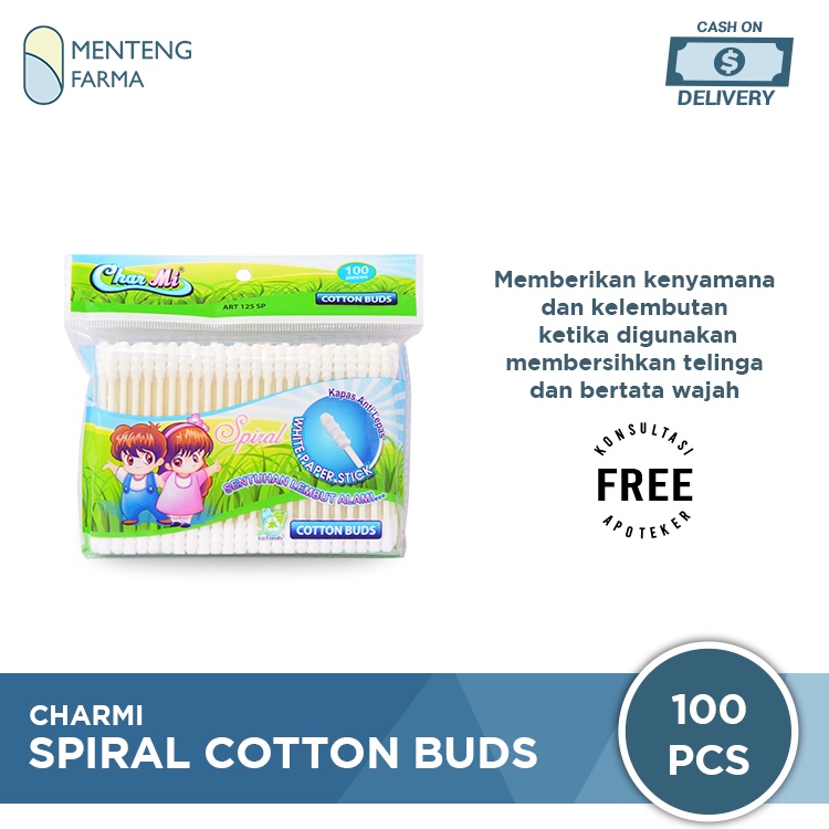Charmi Cotton Buds Spiral Art 125 SP Isi 100 Pcs - Pembersih Telinga