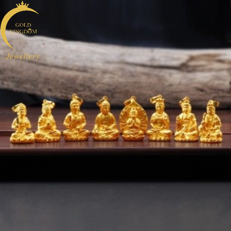 Goldkingdom Fashion Perhiasan 24K Bangkok Aksesoris Ready Stock Berlapis Emas Asli Kadar 375 Buddha Liontin 3D Emas Asli Kadar 375 Guanyin Bodhisattva Kalung Pria Dan Wanita Zodiak