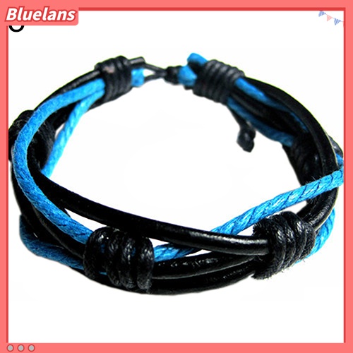 Bluelans Gelang Multilayer Bahan Kulit Imitasi Untuk Pria Dan Wanita