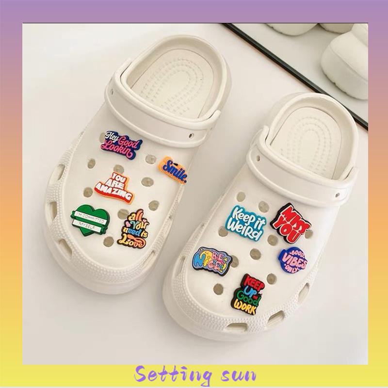 Charms Sepatu Motivasional Phrases jibbitz crocs Untuk Aksesoris Pesta Anak Lucu TN