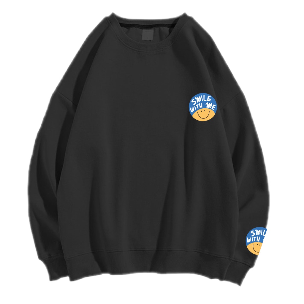 SWEATER SMILE WITH ME CREWNECK PRIA WANITA Size M-XXL ANAIRA