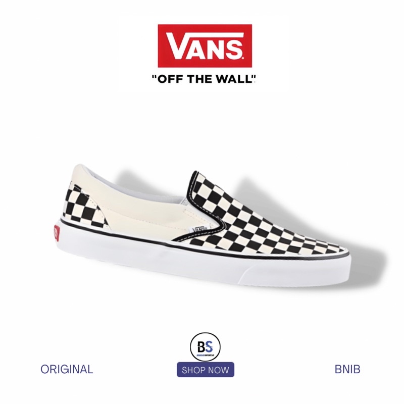 Vans Slip On Classic Checkerboard Black White Original 100% / Vans Slip On Original