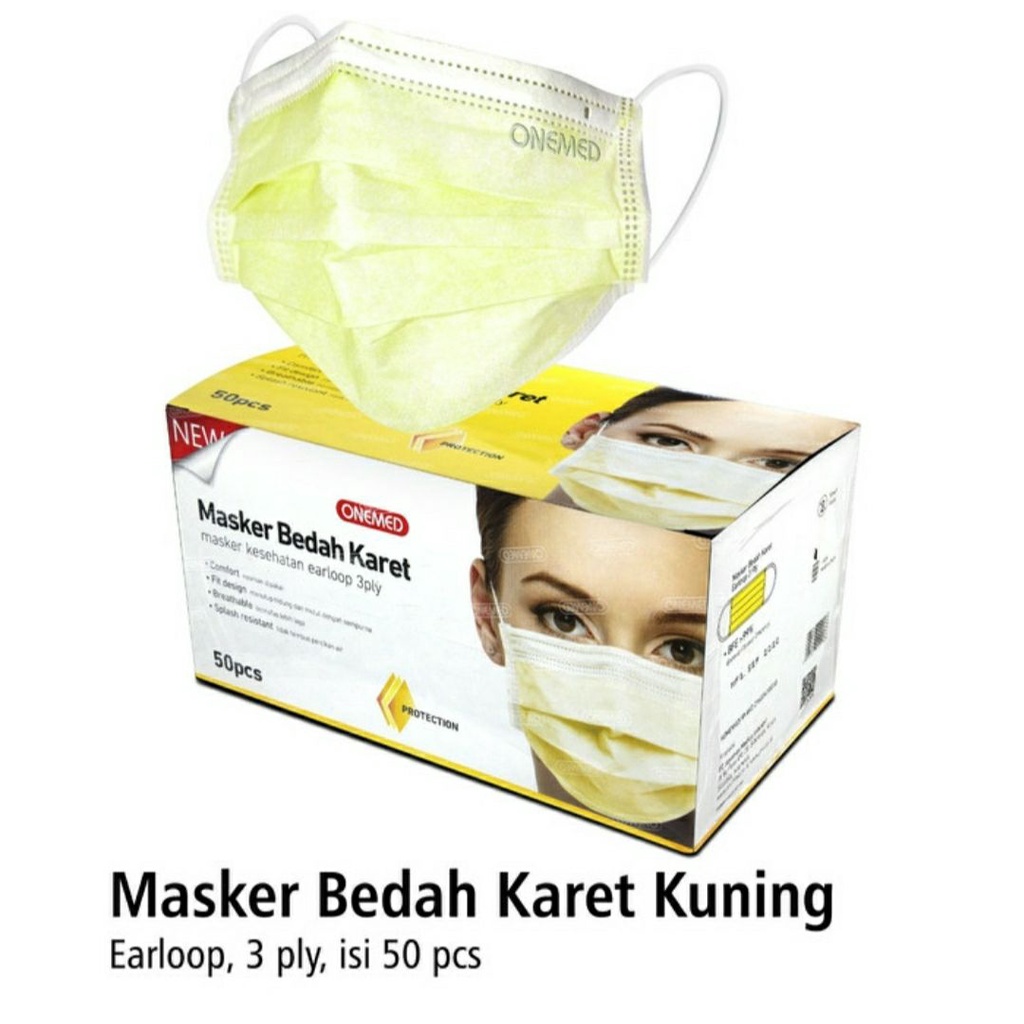 Masker Medis Kuning Onemed Masker Medis Karet Kuning OneMed Box Isi 50 Pcs