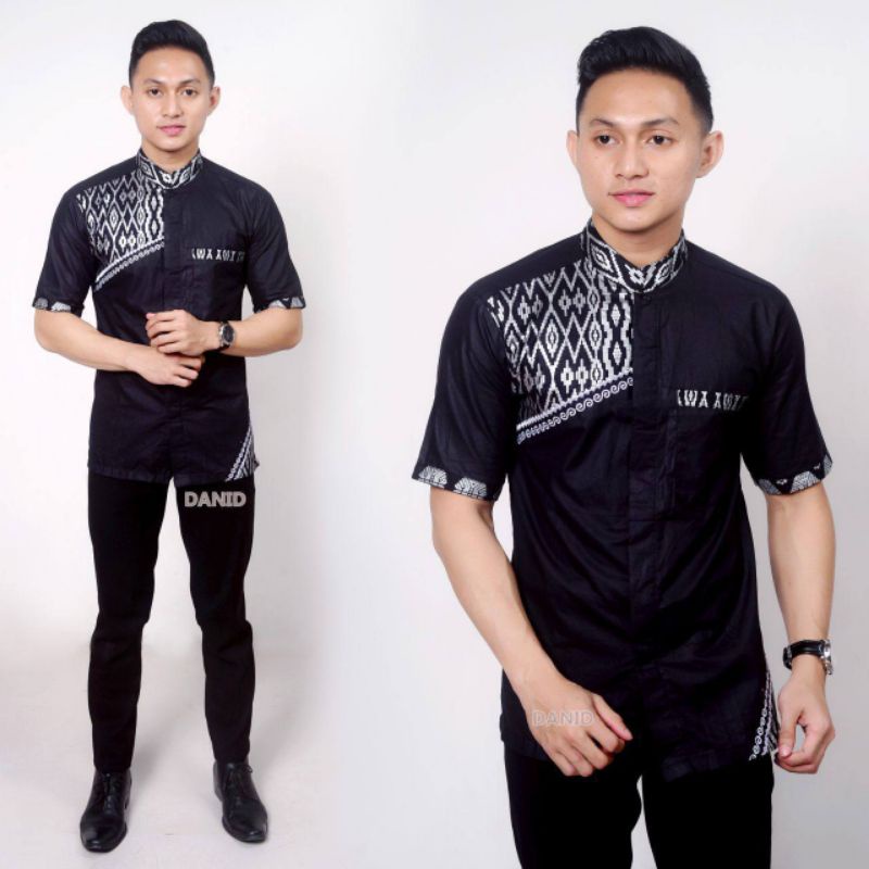 Koko Bordir Kombinasi Batik Lengan Pendek Terlaris Size M, L, XL #8 ( ORIGINAL )