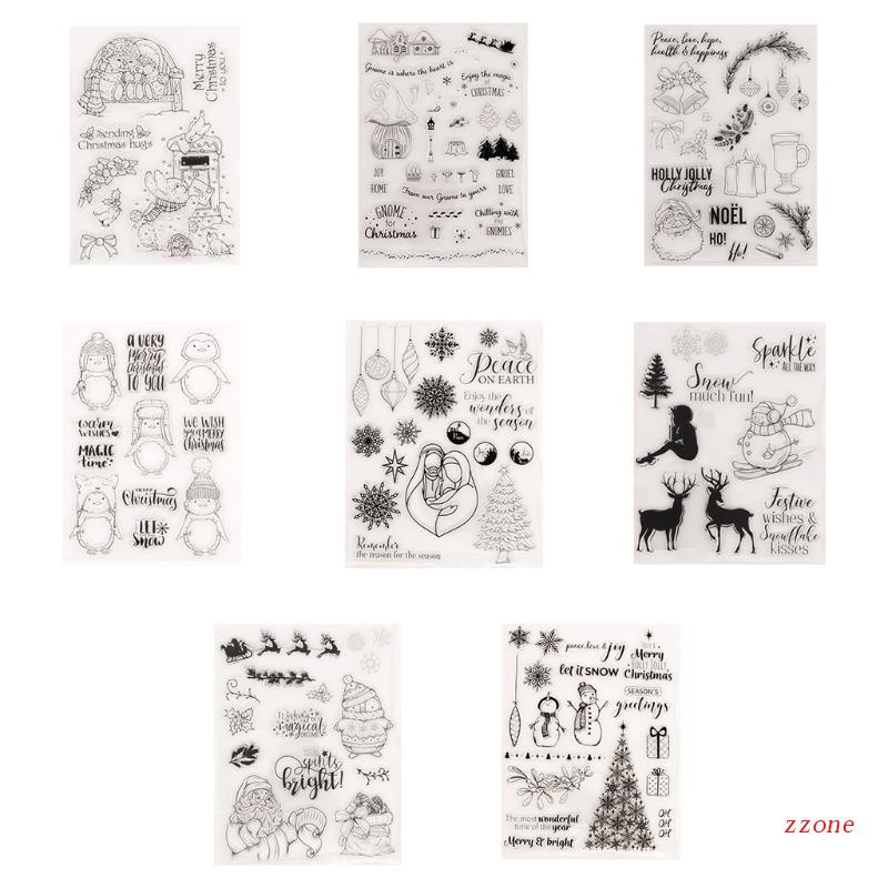 Stempel Bahan Silikon Seri Natal Warna Bening Untuk DIY Kartu Natal Scrapbooking