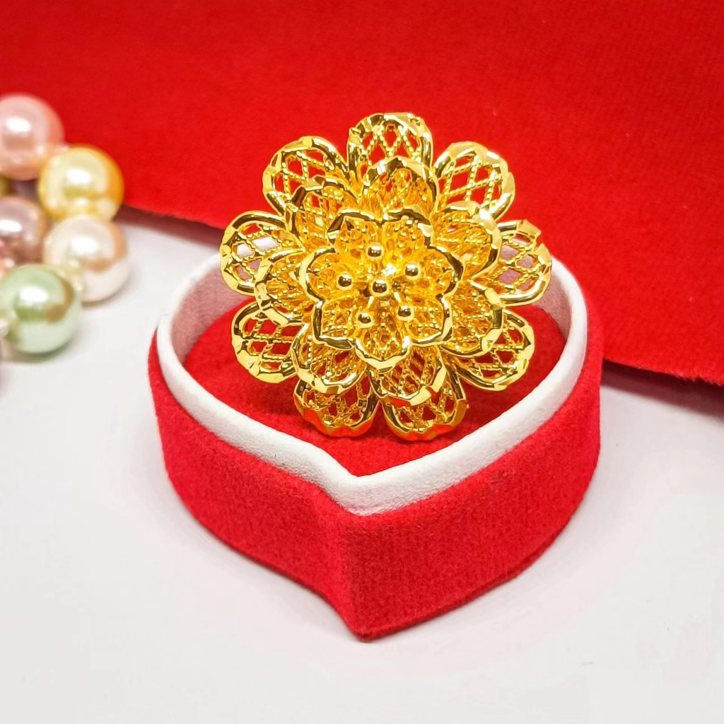 Cincin kendari xuping perhiasan lapis Emas asli 24k gold Bunga Terbaru Cantik Perhiasan