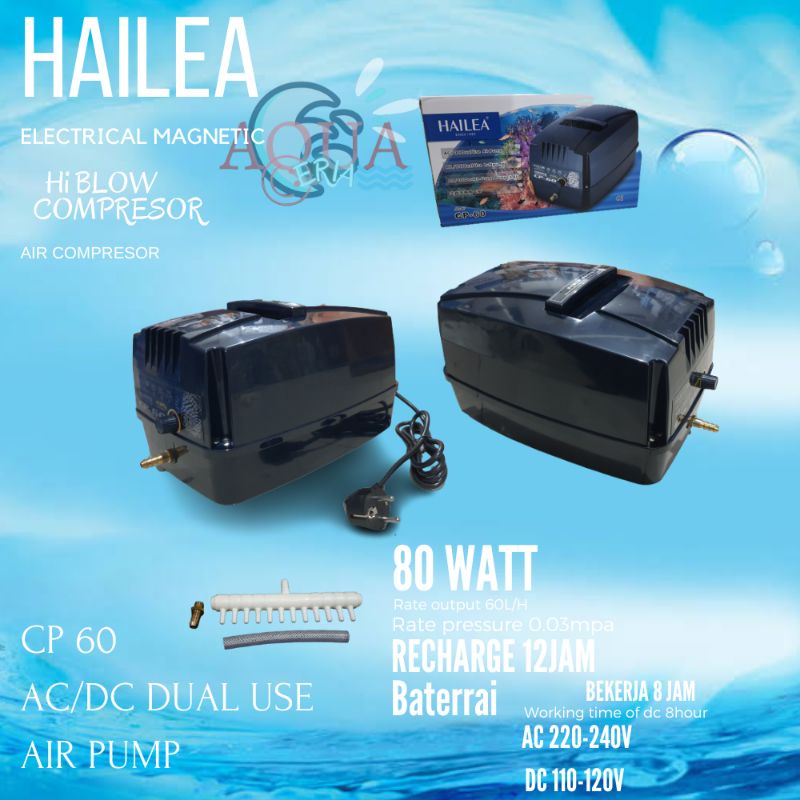 HAILEA POMPA UDARA AERATOR AC/DC TEKANAN BESAR LOW WAT