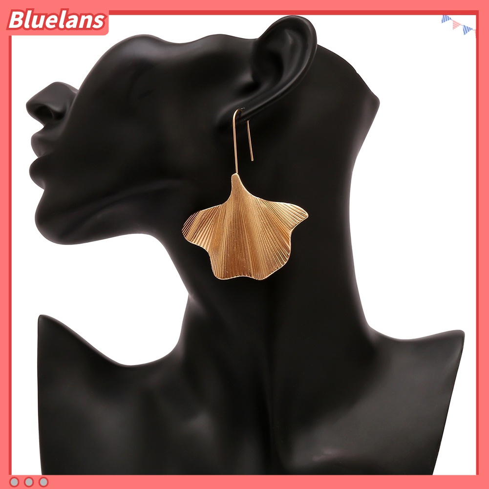 Anting Kait Gantung Wanita Bentuk Daun Ginkgo Geometris Untuk Pesta