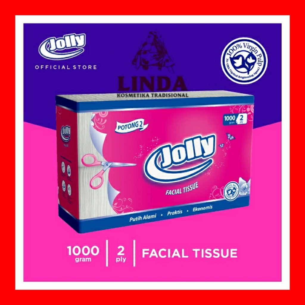 JOLLY FACIAL TISSUE 1000 GRAM,2PLY (POTONG 2)