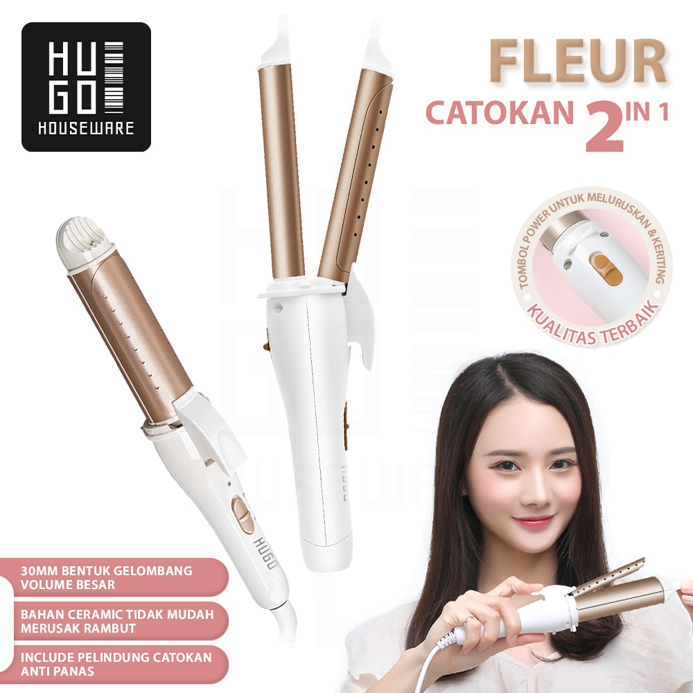 HUGO Catokan Rambut Pengeriting Rambut 2 in 1 Hair Straightener Multifunction Premium Quality