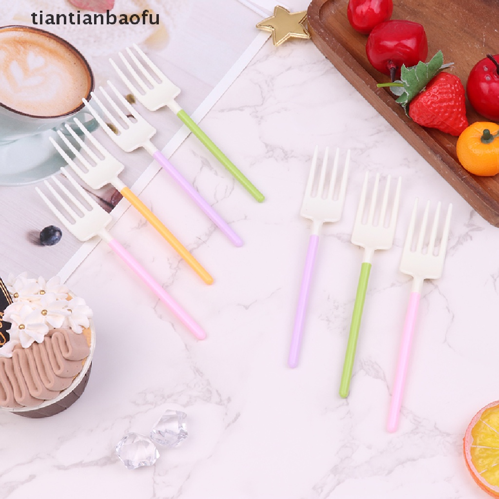 7 Pcs Garpu Tusuk Gigi Mini Bahan Plastik Untuk Makanan Penutup Buah Kue Snack