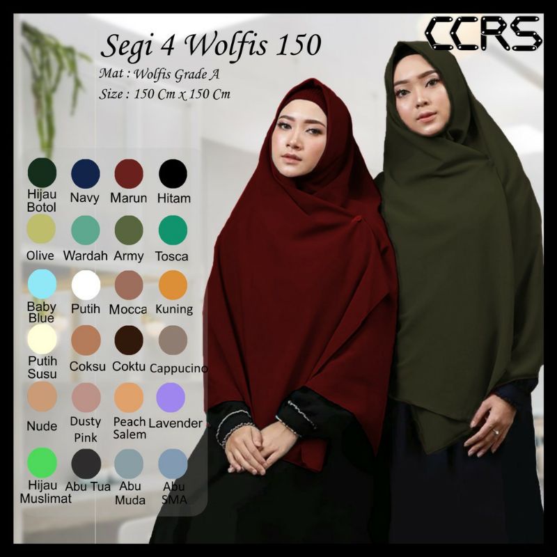 Segiempat Wolfis 150 / Jilbab Segiempat Wolfis / Segiempat Jumbo