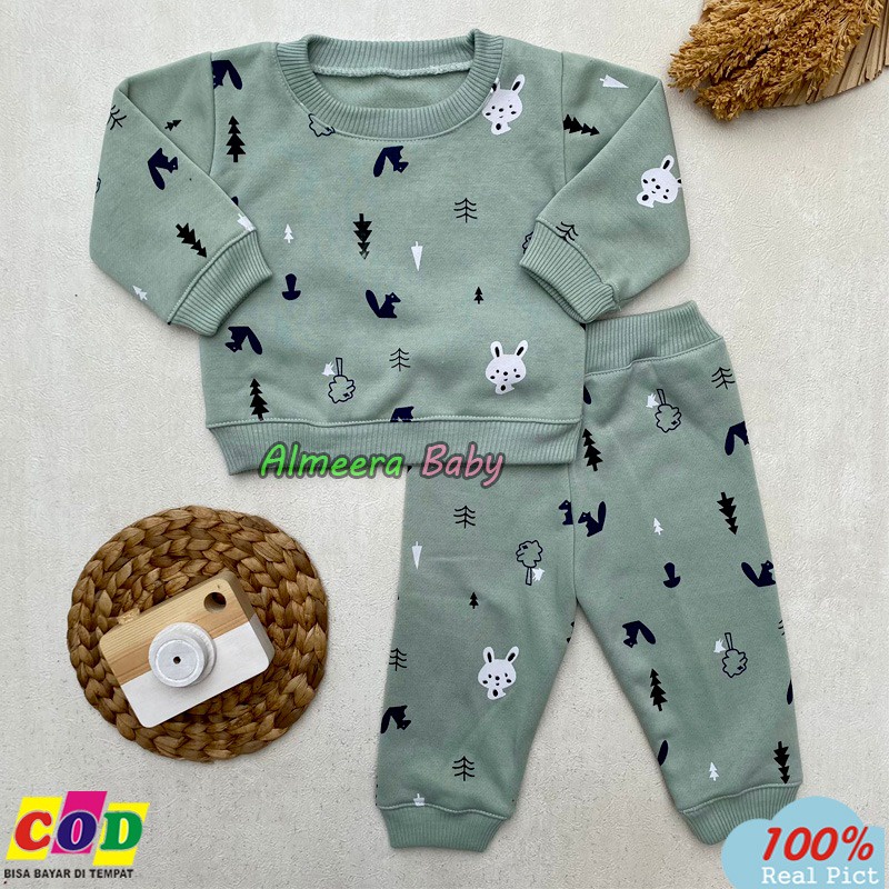 Setelan Baju Bayi Setelan Sweater Bayi Celana Jogger Bayi Usia 3-12 Bulan Almeera Baby and Kids