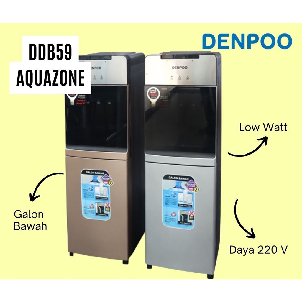 DISPENSER DDB 59 AQUAZONE GALON BAWAH PIPA STAINLESS FILTER 190 WATT COOLING SYSTEM