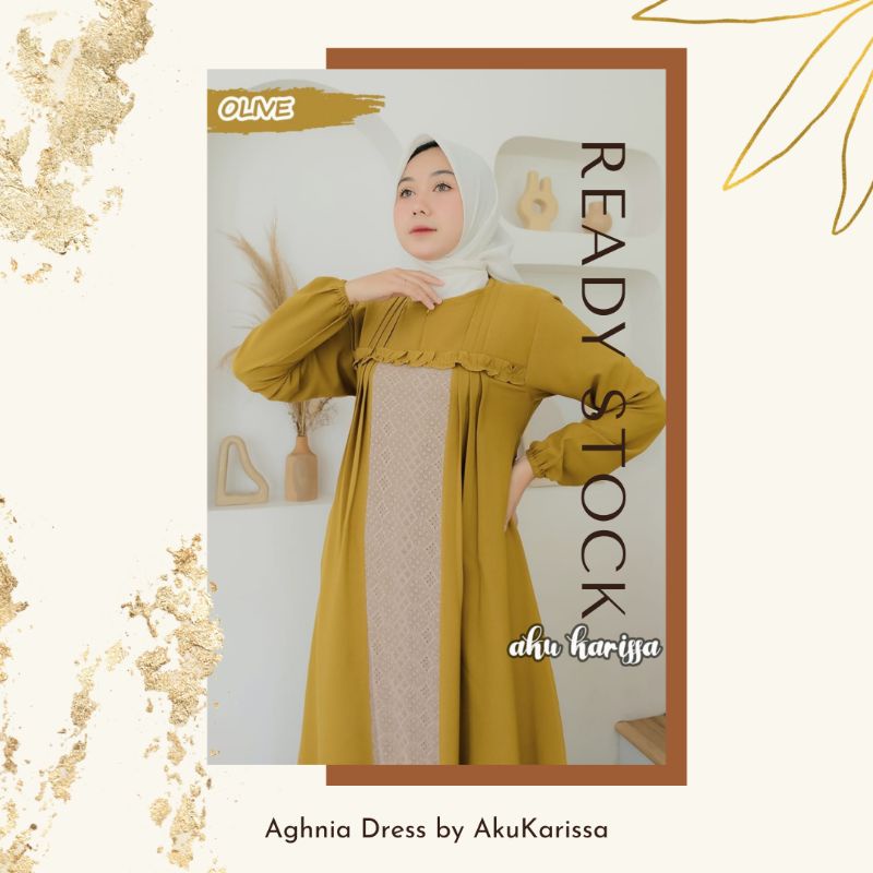 Gamis Dress Abaya Aghnia ItyCrepe Kombinasi Brukat by Aku Karissa