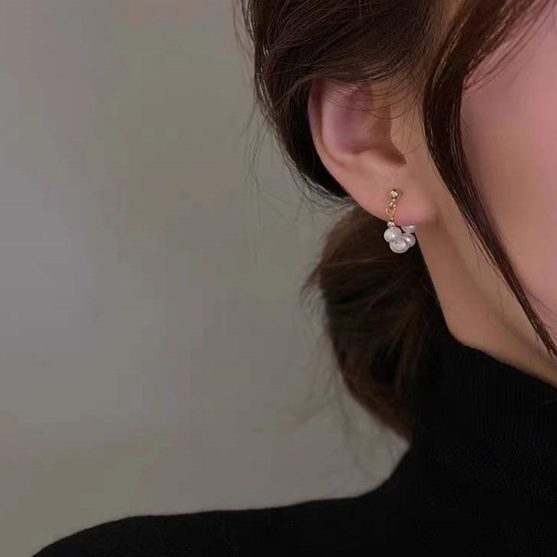 Anting Kristal Mutiara Air Tawar Alami Gaya Korea