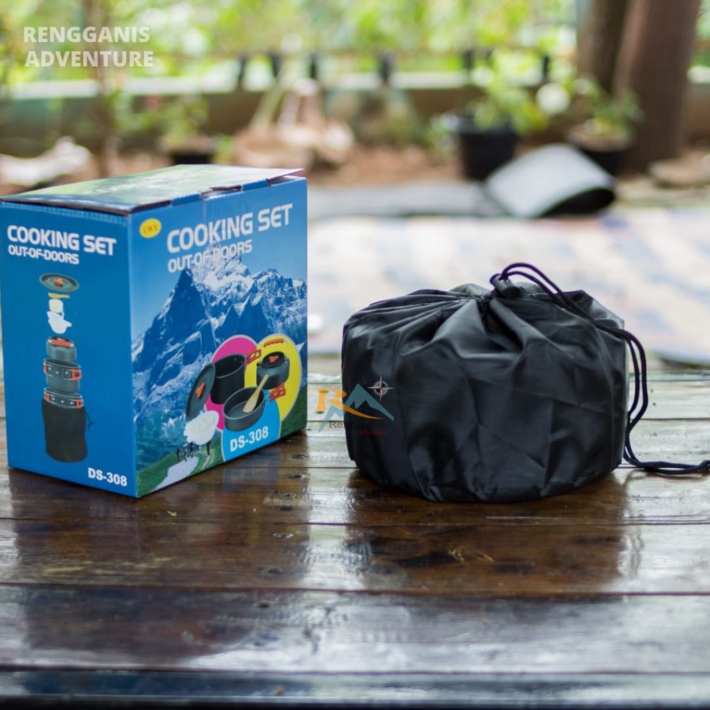 COOKING SET DS 308 ALAT MASAK CAMPING PANCI GUNUNG PENGGORENGAN KETTLE TEKO TRAVELING HIKING PENDAKI COOKINGSET