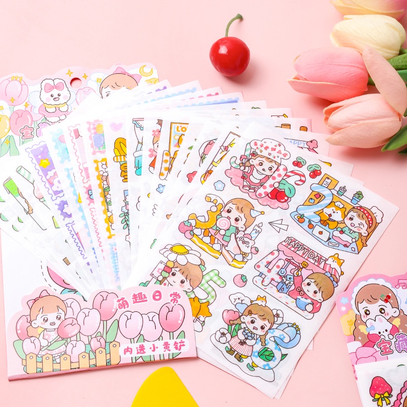 PAOPAO Stiker 1 Set Import isi 16 Lembar Cute Scrapbook (Free Kape Stiker)