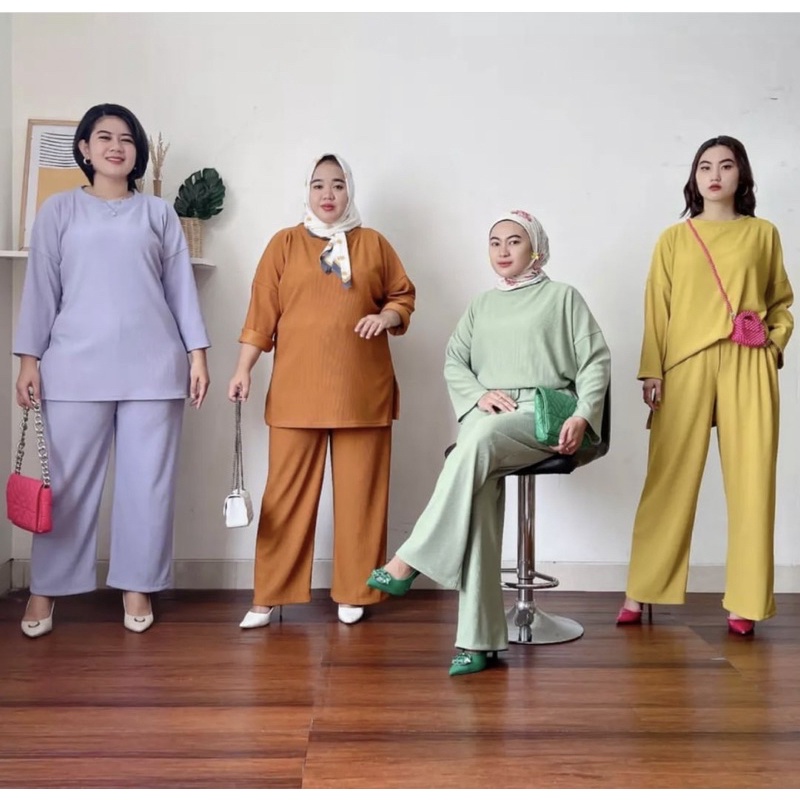 5011 setelan celana setcel wanita viral setelan jumbo oversize hanover merk clarke