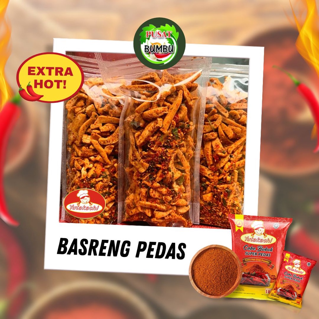 Cabe Bubuk Super Pedas 1Kg Yutakachi / Chili Powder Extra Hot 1 kg / Gochugaru / Cabe bubuk asli halus kasar /  Bumbu Tabur Keripik / Bubuk Tabur Kerupuk / Cabai bubuk Makaroni Basreng Seblak / Pusat Bumbu