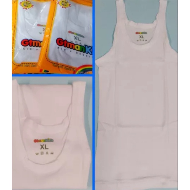 2PCS KAOS DALAM ANAK ANAK GT MEN STOK GARMEN CUCI GUDANG RIJEK RIJEK UKURANGTMAN KIDS BTSS01 Singlet Anak Putih - GT-MAN BTSS-01 White - Kaos Tanpa Lengan GT MAN BTSS 01 Boys