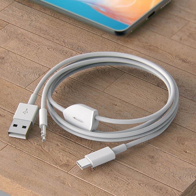 Kabel VIVI 120cm Type-C Kabel 3kabel AUX 5mm Garis 2-in-1 Charging Cable Wire