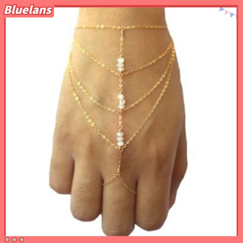 [Bayar Di Tempat]Celebrity Gelang Berlapis Model Rantai Bahan Emas Diikat Di Jari Manis