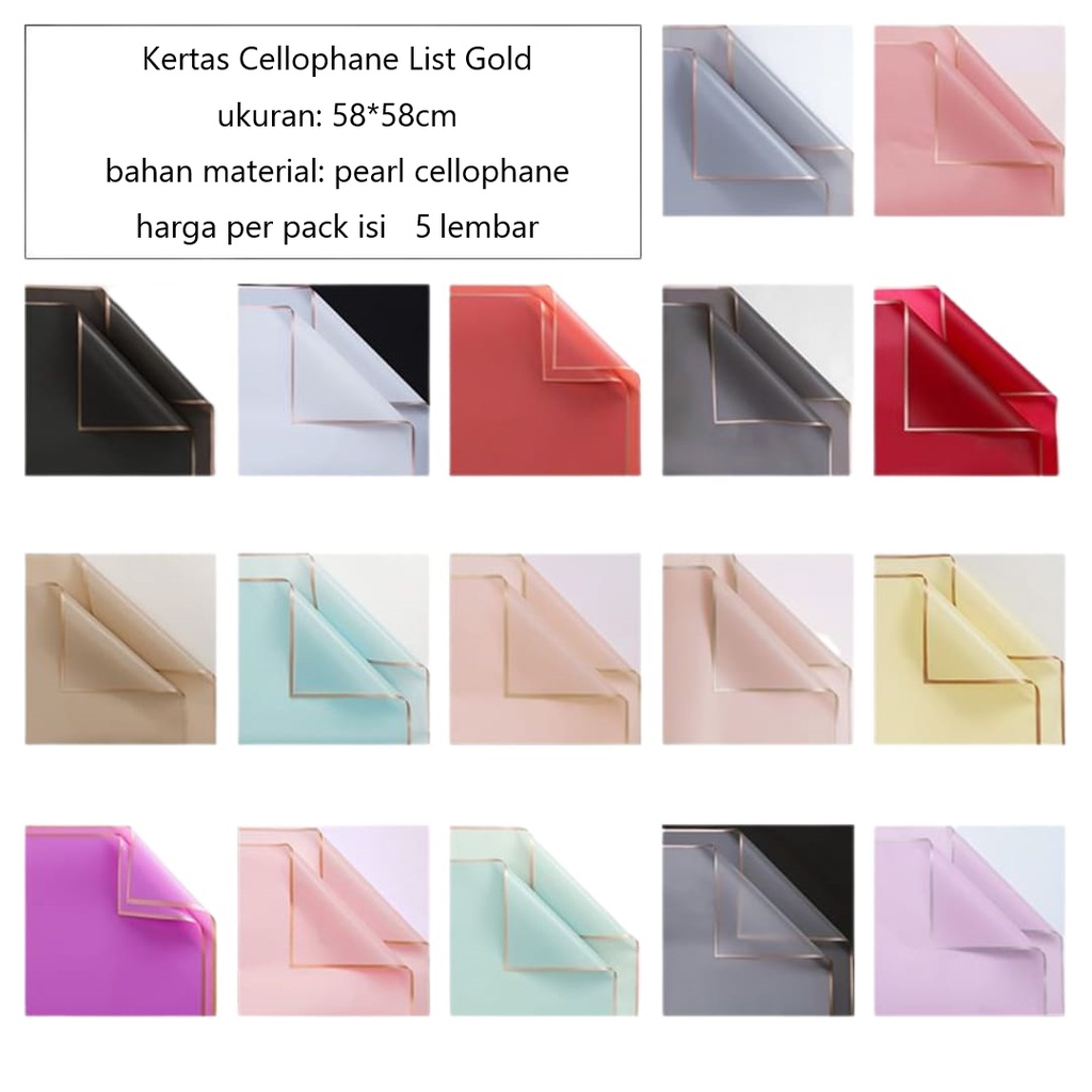 

(5 Lembar) kertas bucket bunga flower wrapping paper Lis Gold 58*58cm