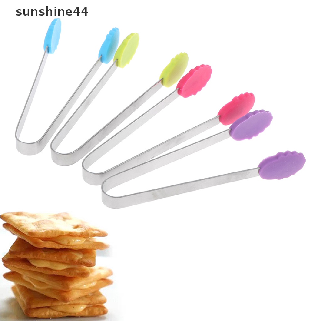 Sunshine 1Pc Penjepit Makanan Bentuk Bunga Bahan Stainless Steel + Silikon Anti slip