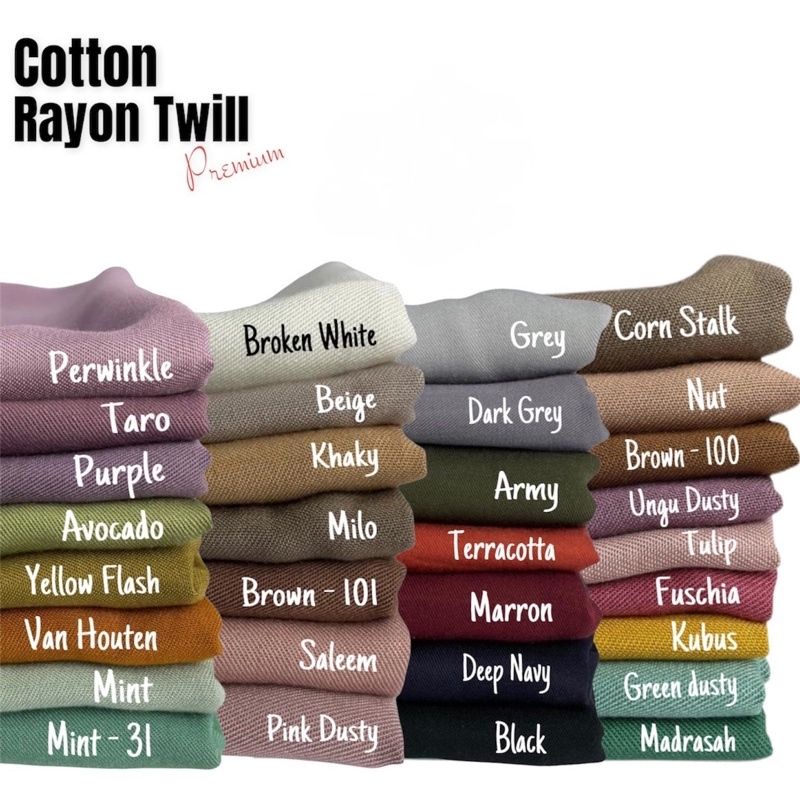 Kain Rayon Twill Viscose Premium Polos (harga 0,5 meter)