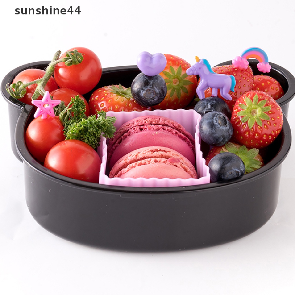 Sunshine 6pcs / Set Garpu Buah / Dessert Mini Motif Kartun Untuk Dekorasi Pesta Anak