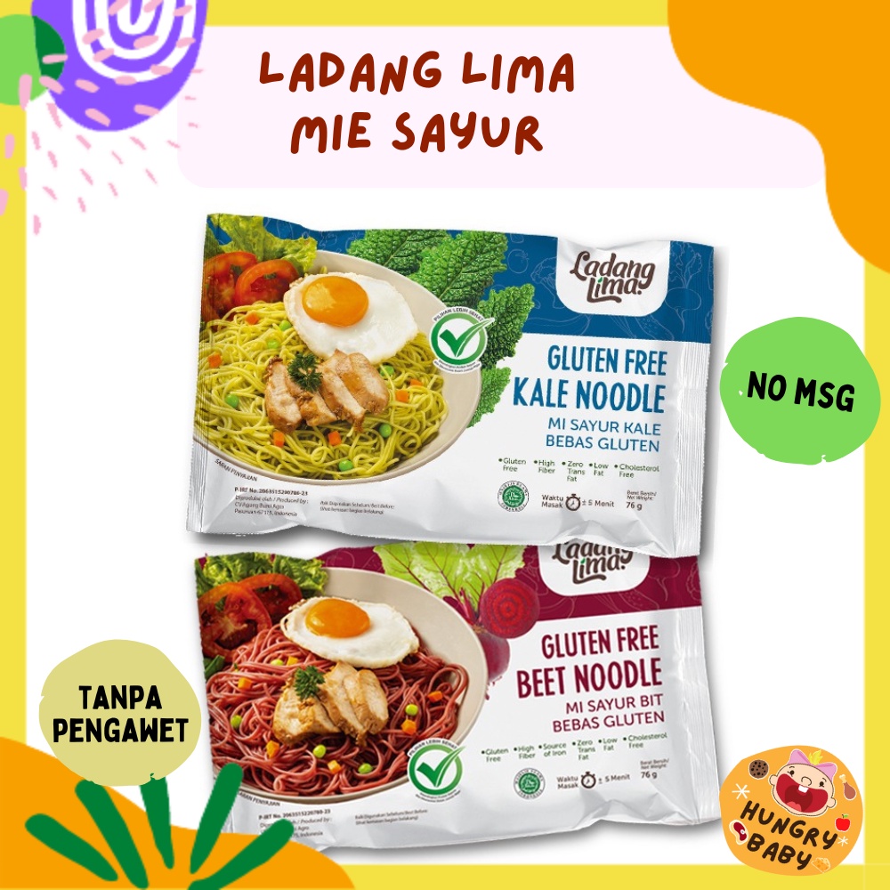 Ladang Lima Mie Goreng 76 gram +BUMBU / Healthy Veggie Noodle 76 g / MPASI Mi Sayur Organik Sehat