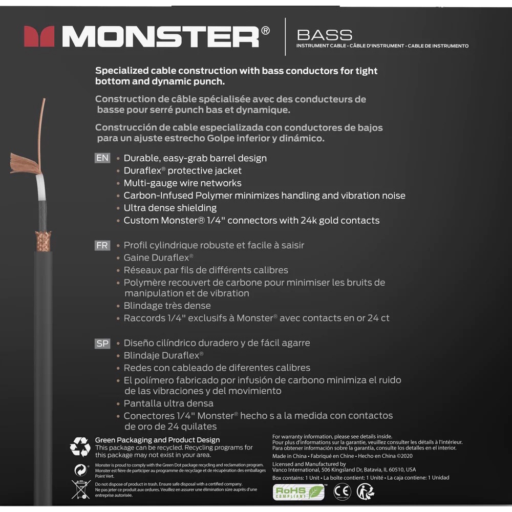 Monster Prolink Monster Bass Instrument Cable ( MONSTER CABLE )