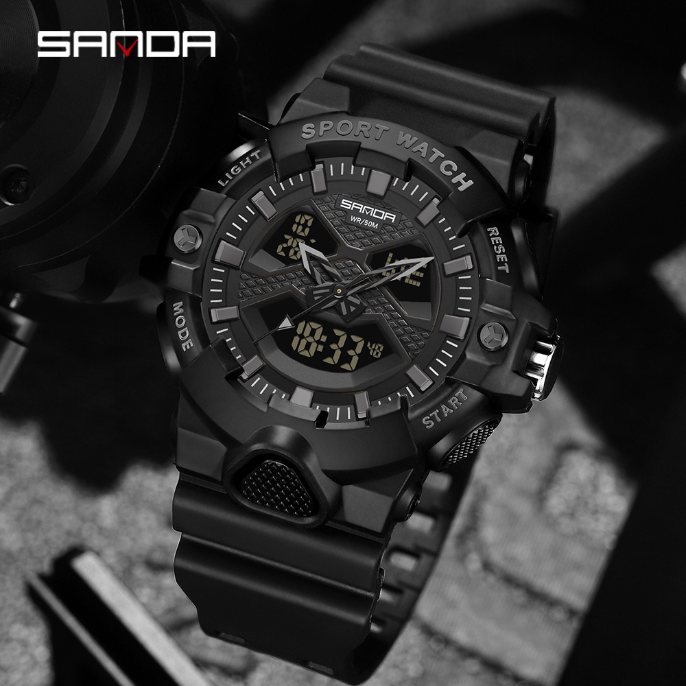 SANDA 3150 Jam Tangan Pria Digital Analog EL Backlight Sport Watch Anti Air WATCHKITE WKOS