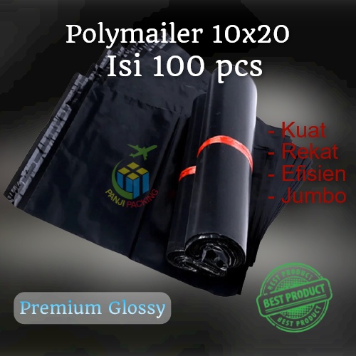 

Plastik Polymailer Hitam Glossy 10x20 100pcs Packing Online Kecil Original Premium