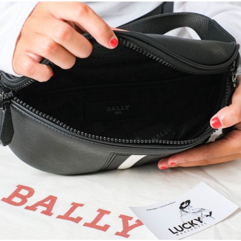 Bally Logo Plaque Detail Belt Bag In Black - ORIGINAL 100%