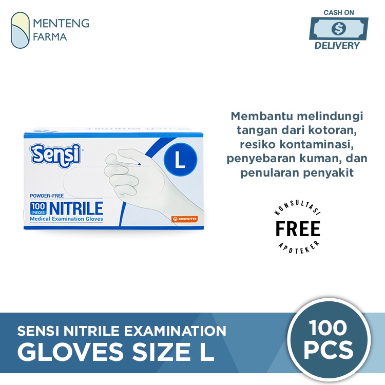 Sensi Sarung Tangan Nitrile Size L Isi 100 pcs - Non Latex Powder Free