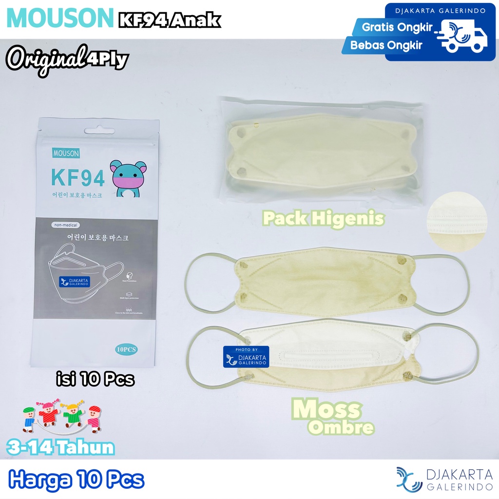 Masker Mouson KF94 Anak Kids Motif 4Ply Original isi 10Pcs