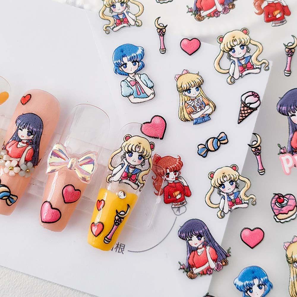 Agustina Kartun Stiker Kuku Fashion Gadis Pikachu Stitch Manicure Aksesoris Crayon Shin Chan Nail Art Dekorasi