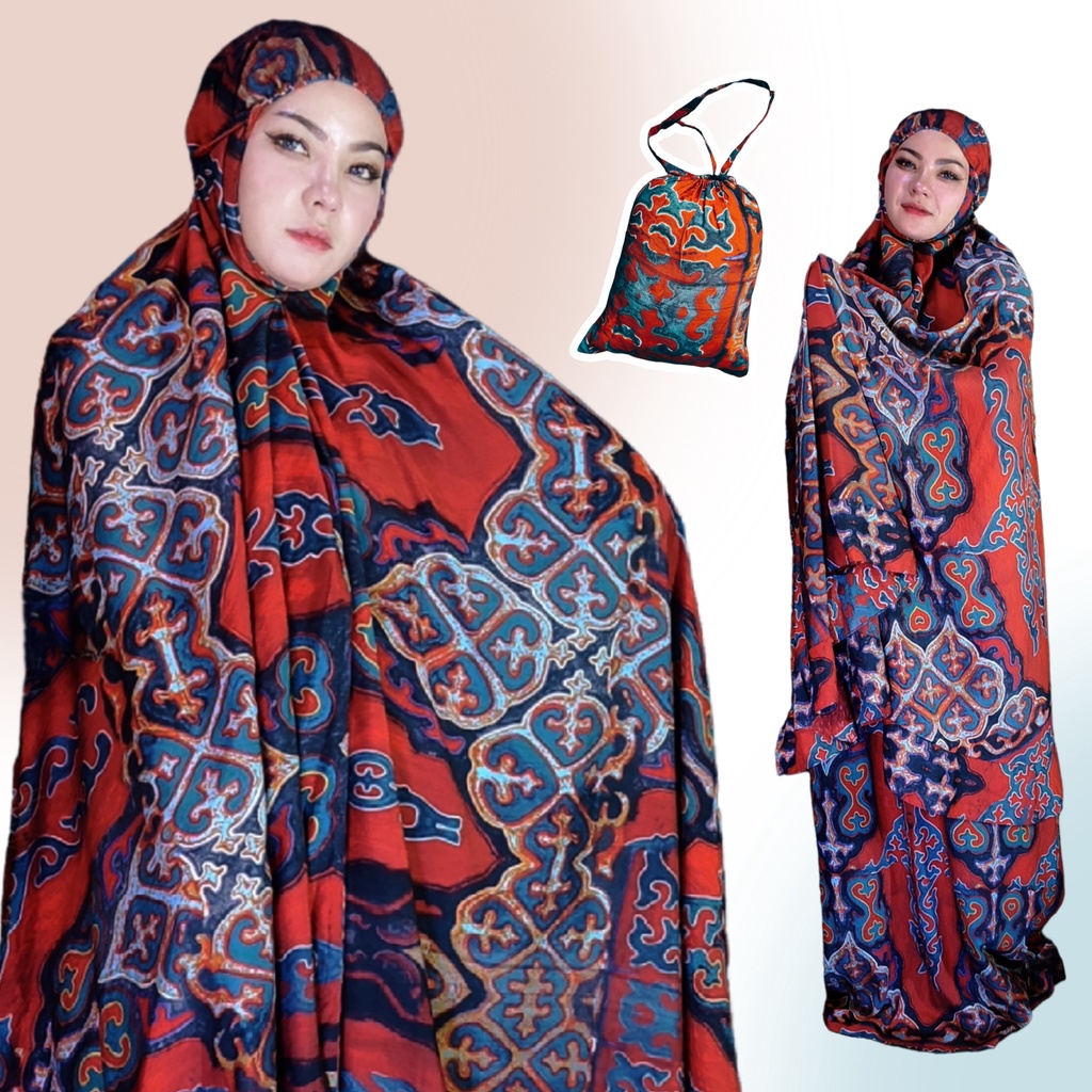 SALE | MUKENA JUMBO RED SYAMEE KATUN SILKY IMPORT FREE TAS / MUKENA GRATIS ONGKIR / MUKENA DEWASA CO