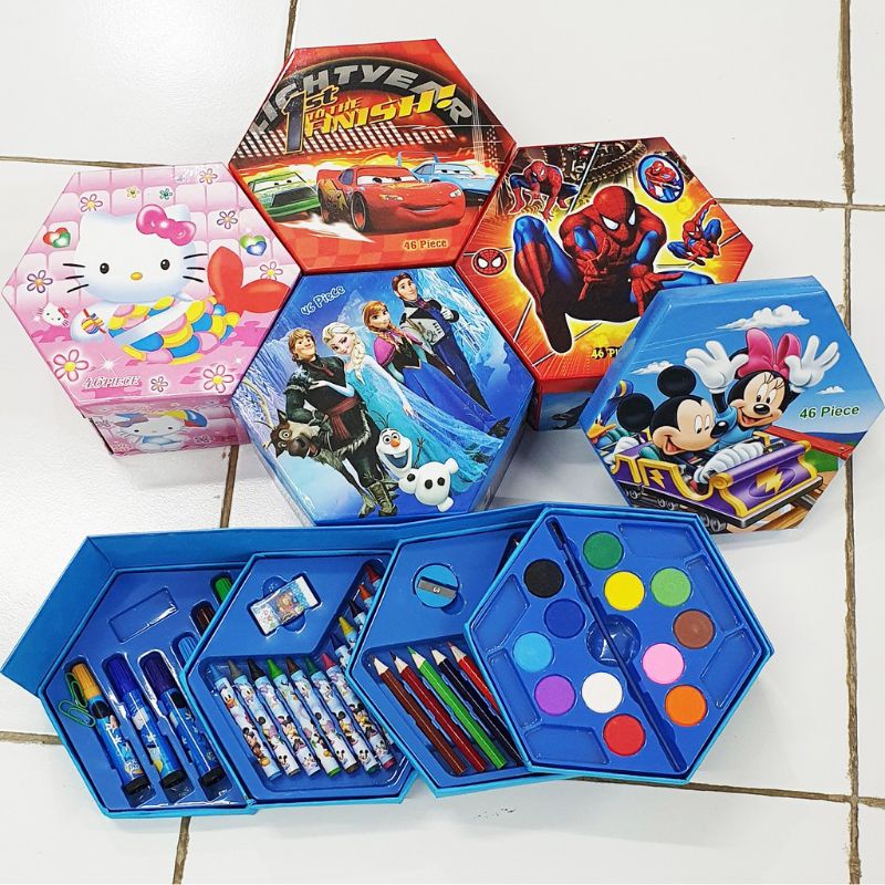 

Crayon set isi 46pcs 4in 1 mewarna melukis/cat air lukis