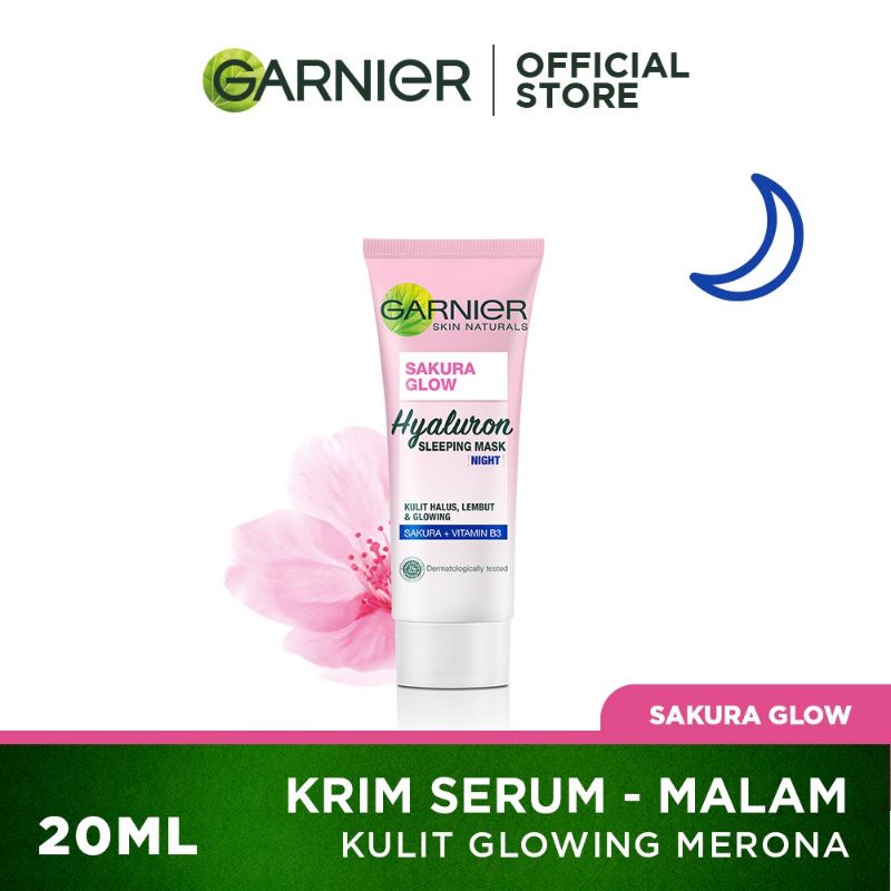 Garnier Sakura Glow Serum Night Cream Moisturizer Skin Care - 20 ml