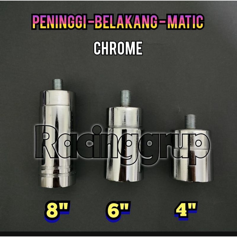 PENINGGI SOK SHOCK BELAKANG MATIC BEAT FI KARBU STREET VARIO SCOOPY BEAT STREET MIO SUPRA VARIO 125 150 LED BESI PADAT 4 6 8 10 CM CROME(T627)